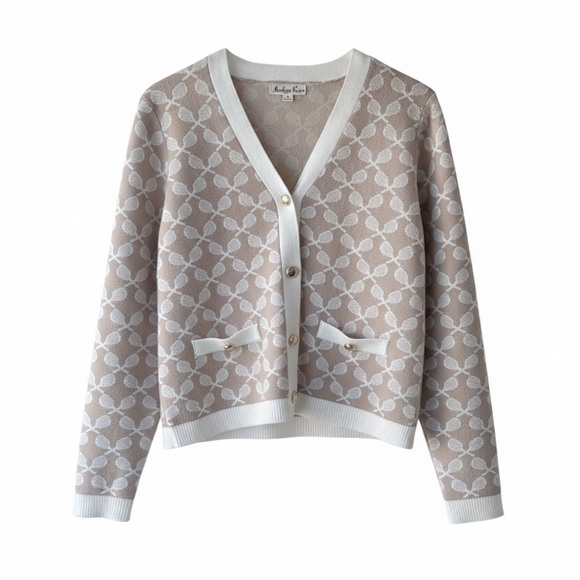 indigo Rose Sweaters - Tennis Pattern Cardigan Sweater